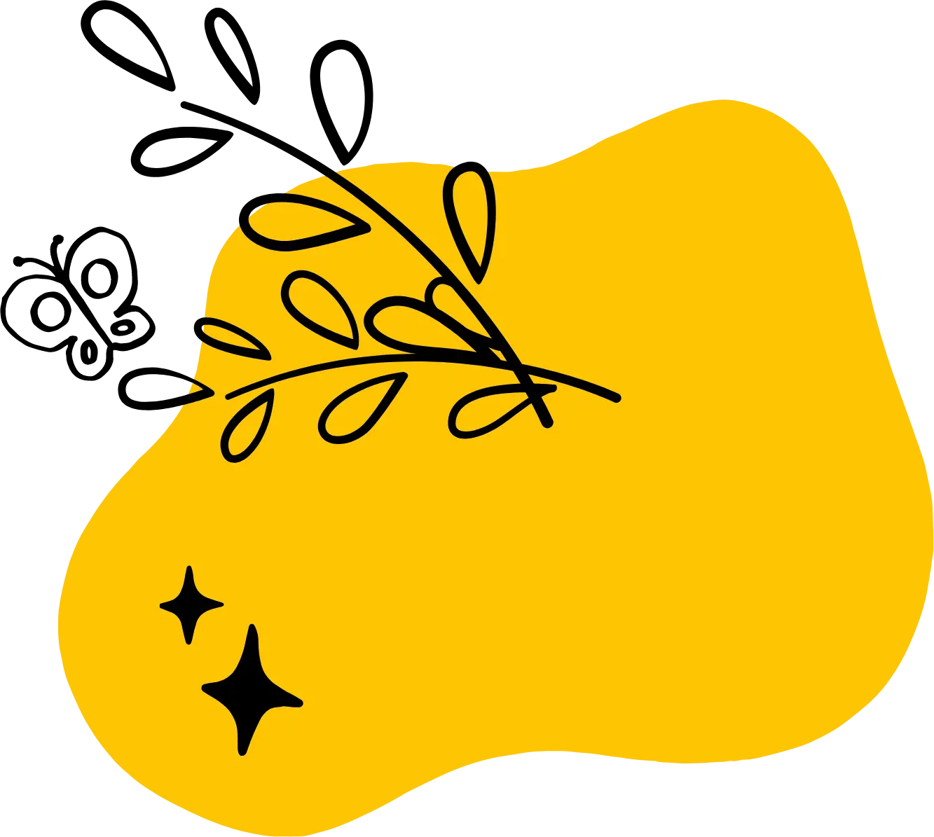 Blob, Leaves and Sparkles Graphic