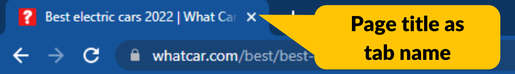 Example of a page title used in a browser tab