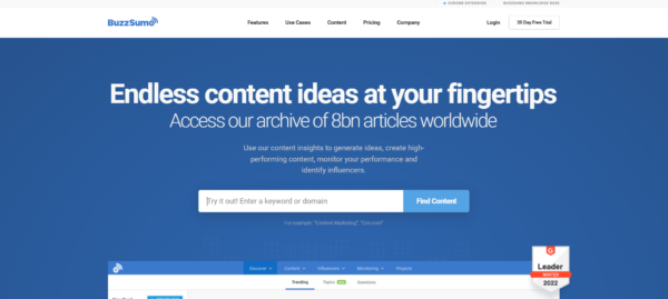 Screenshot of Buzzsumo