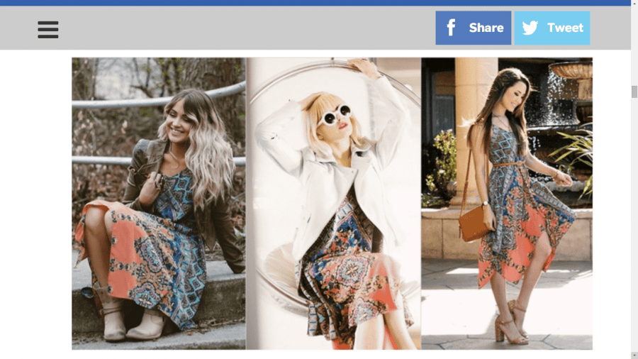 Blogger case study 3 women wearing dresses from an ecommerce website