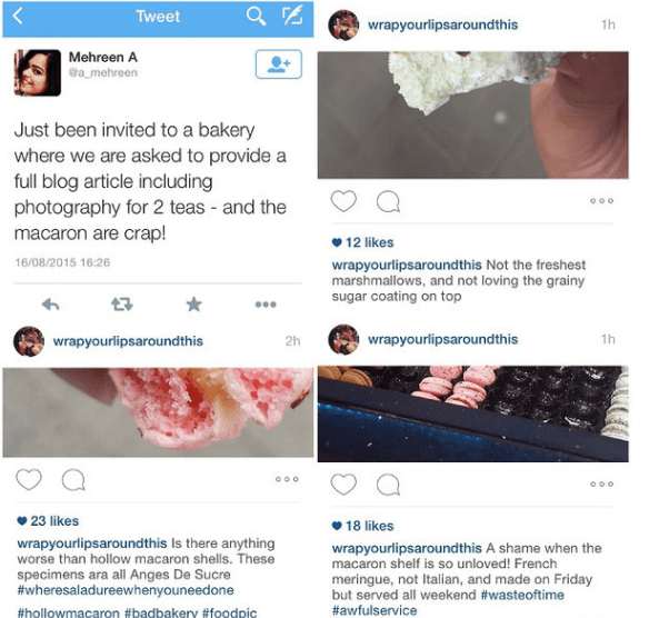 Screenshot of an argument between blogger and client on twitter that went viral and was named #bloggerblackmail