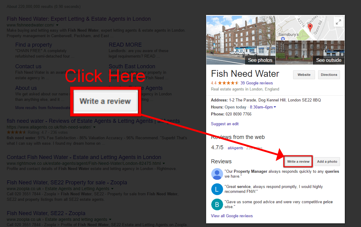 screenshot of write a review in google