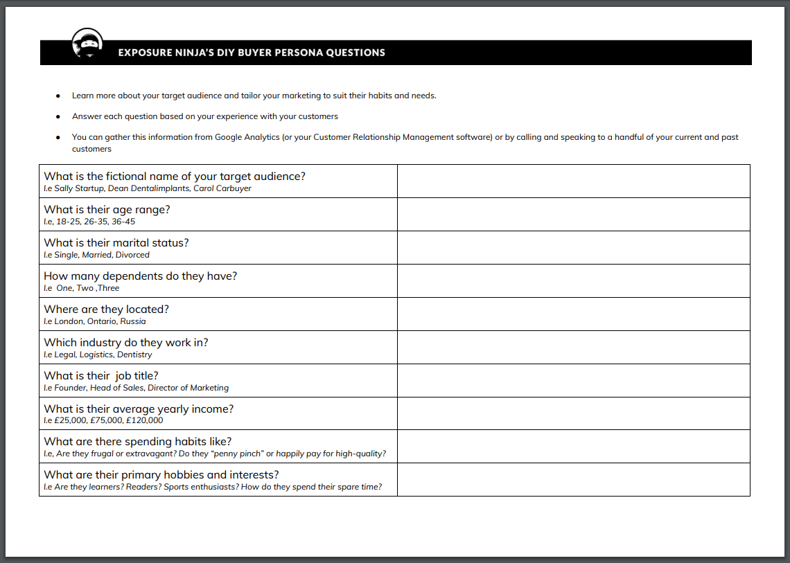 Download Your Buyer Persona Checklist