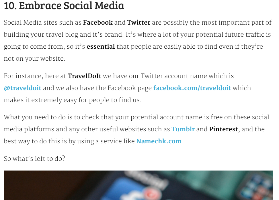 screenshot of blog post well written