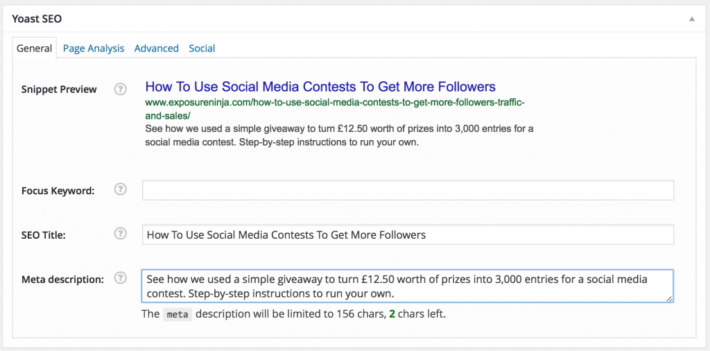 snippet of SEO YOAST