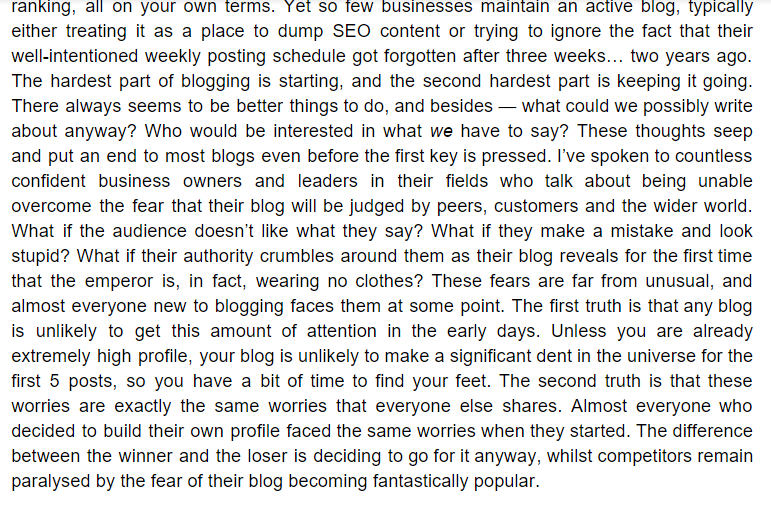screenshot of blog without bullet points