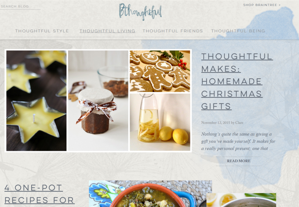 screenshot of Bthoughtful, blog