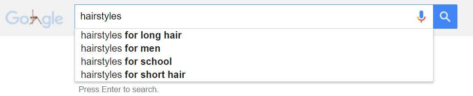 screenshot of hairdresser related topics in Google