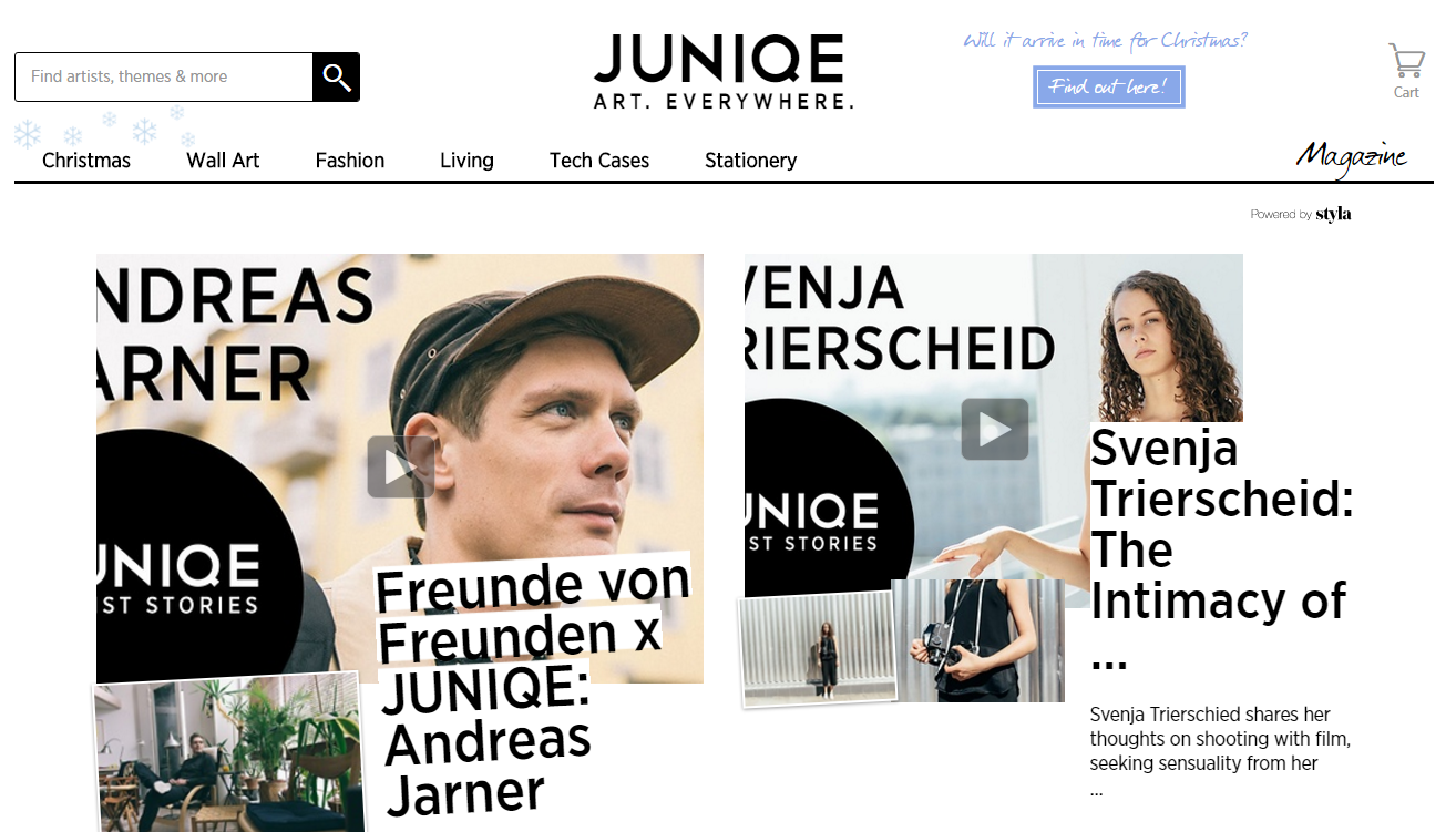 screenshot of Juniqe blog