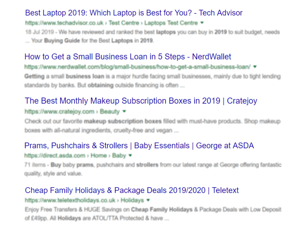 Examples of perfect page titles in Google's search results