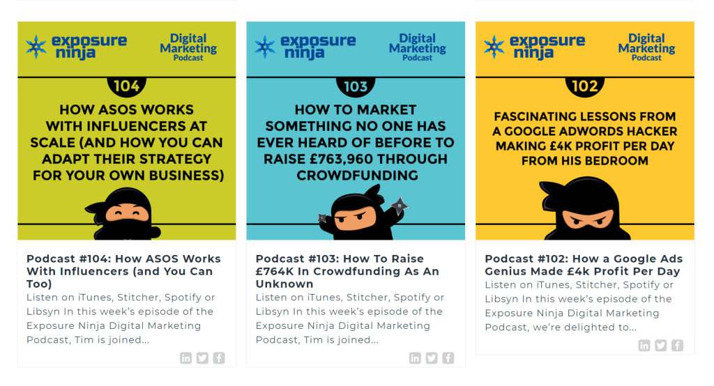 Example of primary colours in use for our podcast branding.
