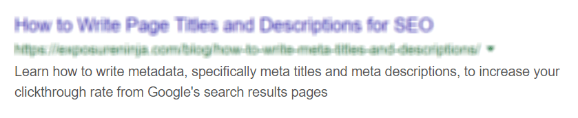 Example of a meta description in Google's search results