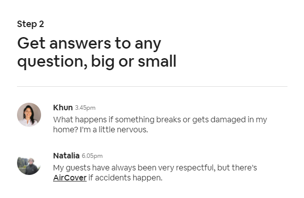 Screenshot of Airbnb superhost questions