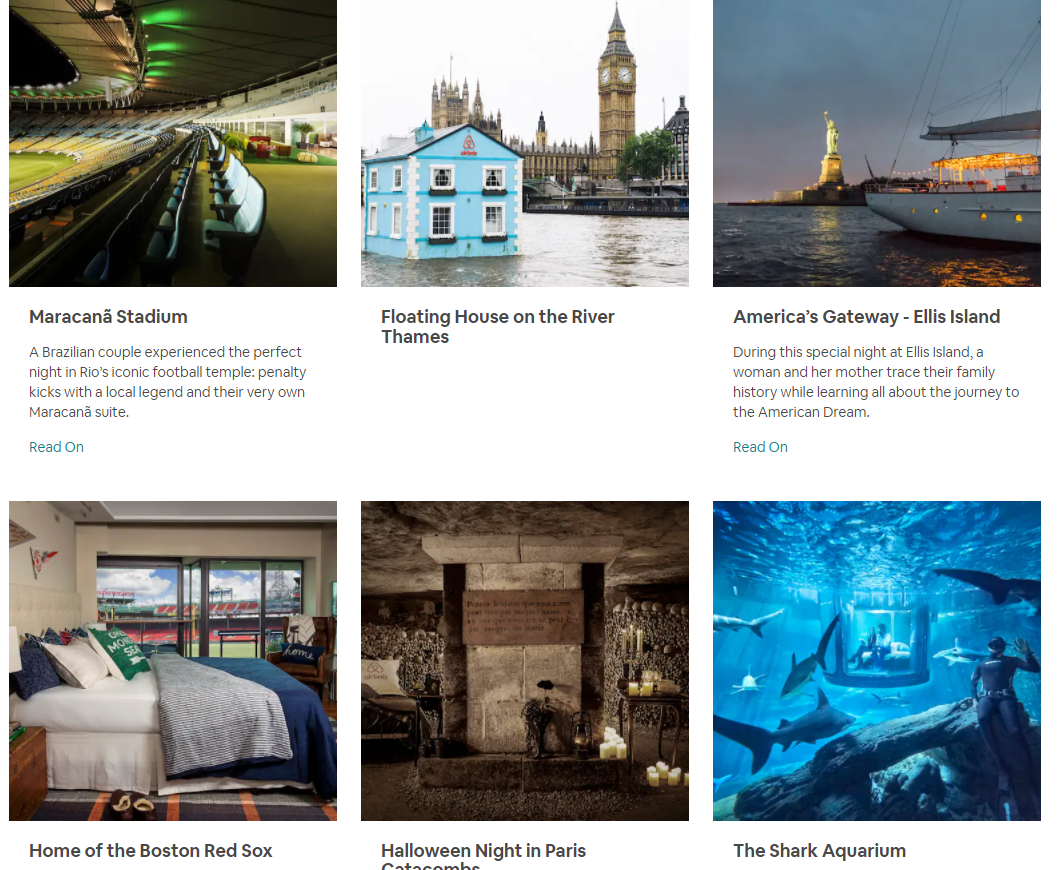 Screenshot of Airbnb's Night At competitions page