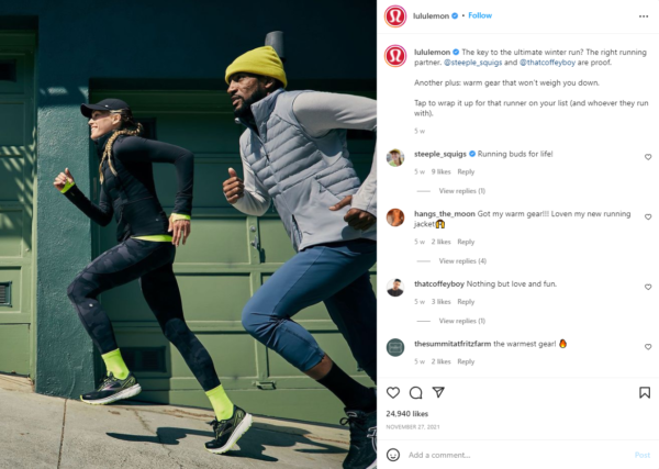 Professional Image on lululemon's instagram