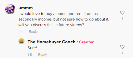 Screenshot of a Homebuyer Coach comment 