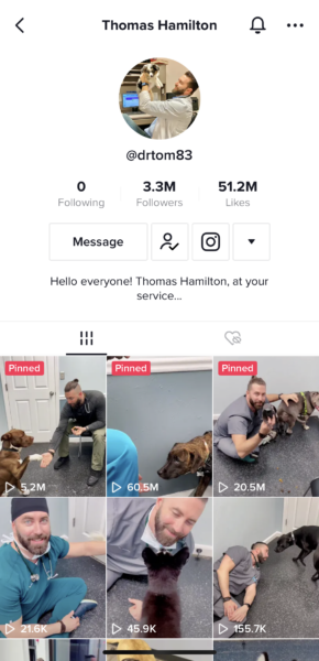 Screenshot of DrTom89s TikTok account