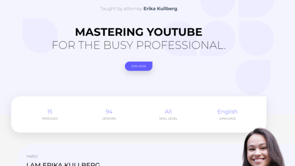 Screenshot of Erika's YouTube course