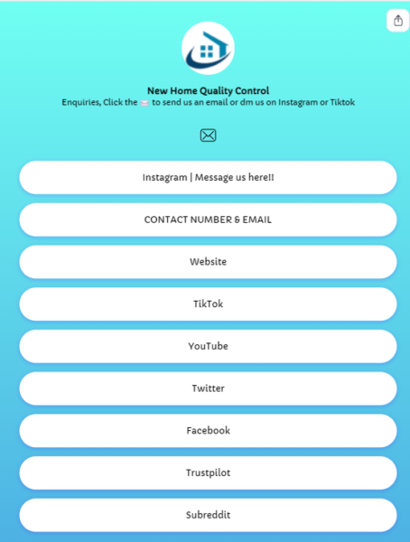 Screenshot of New Home Quality Control's Linktree