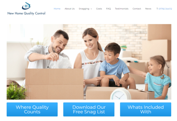 Screenshot of New Home Quality Controls website