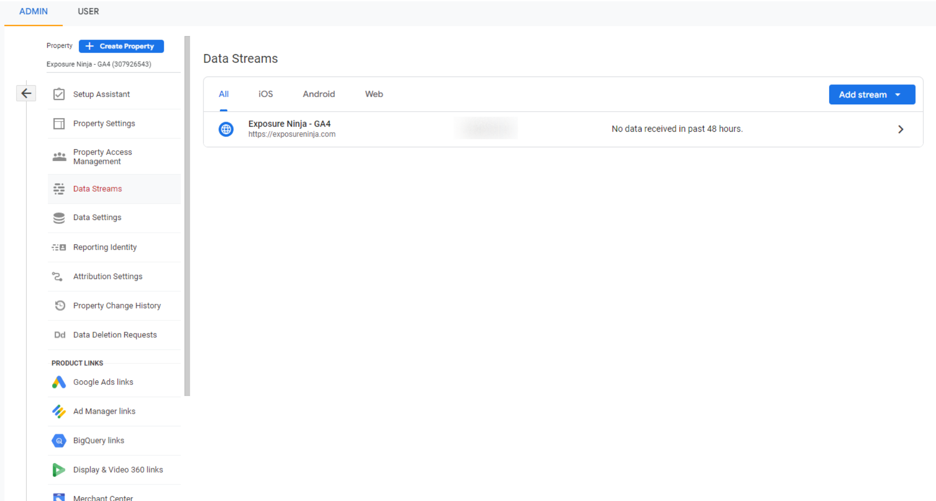 Google Analytics property Setup Assistant connected screen