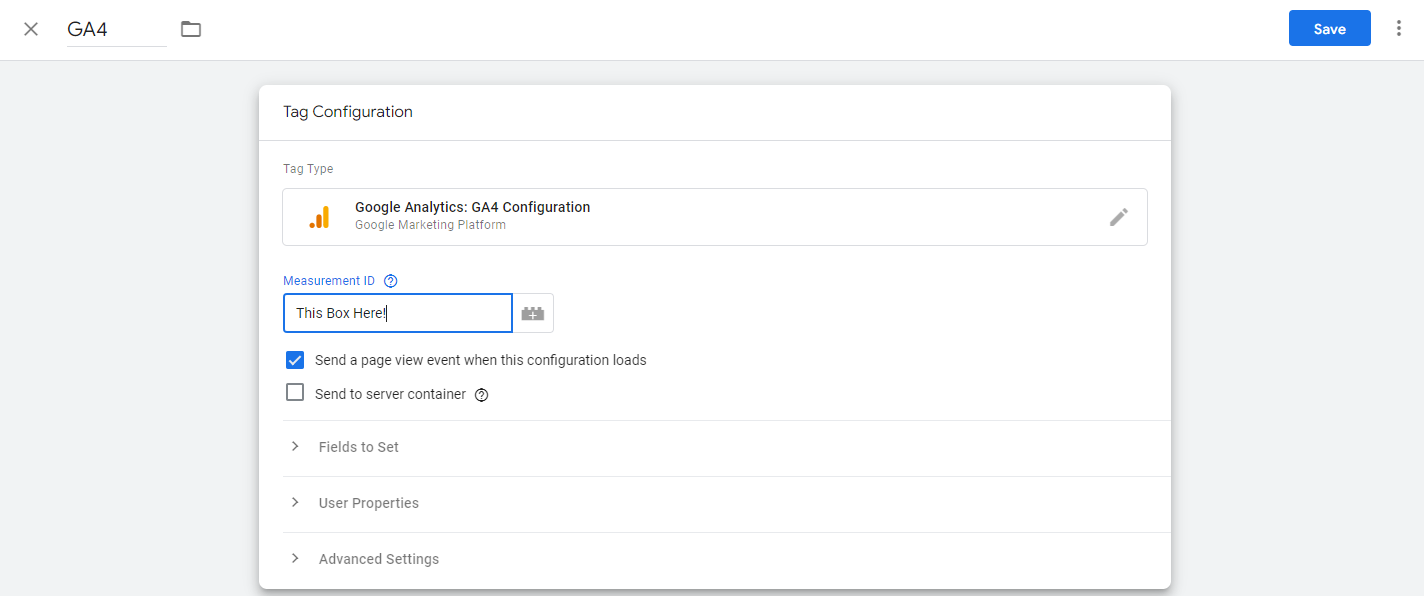 Paste your Measurement ID into the Tag