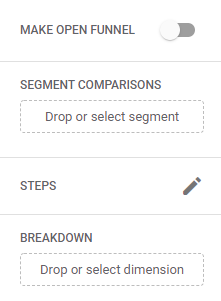 Steps section of the tab settings in funnel exploration