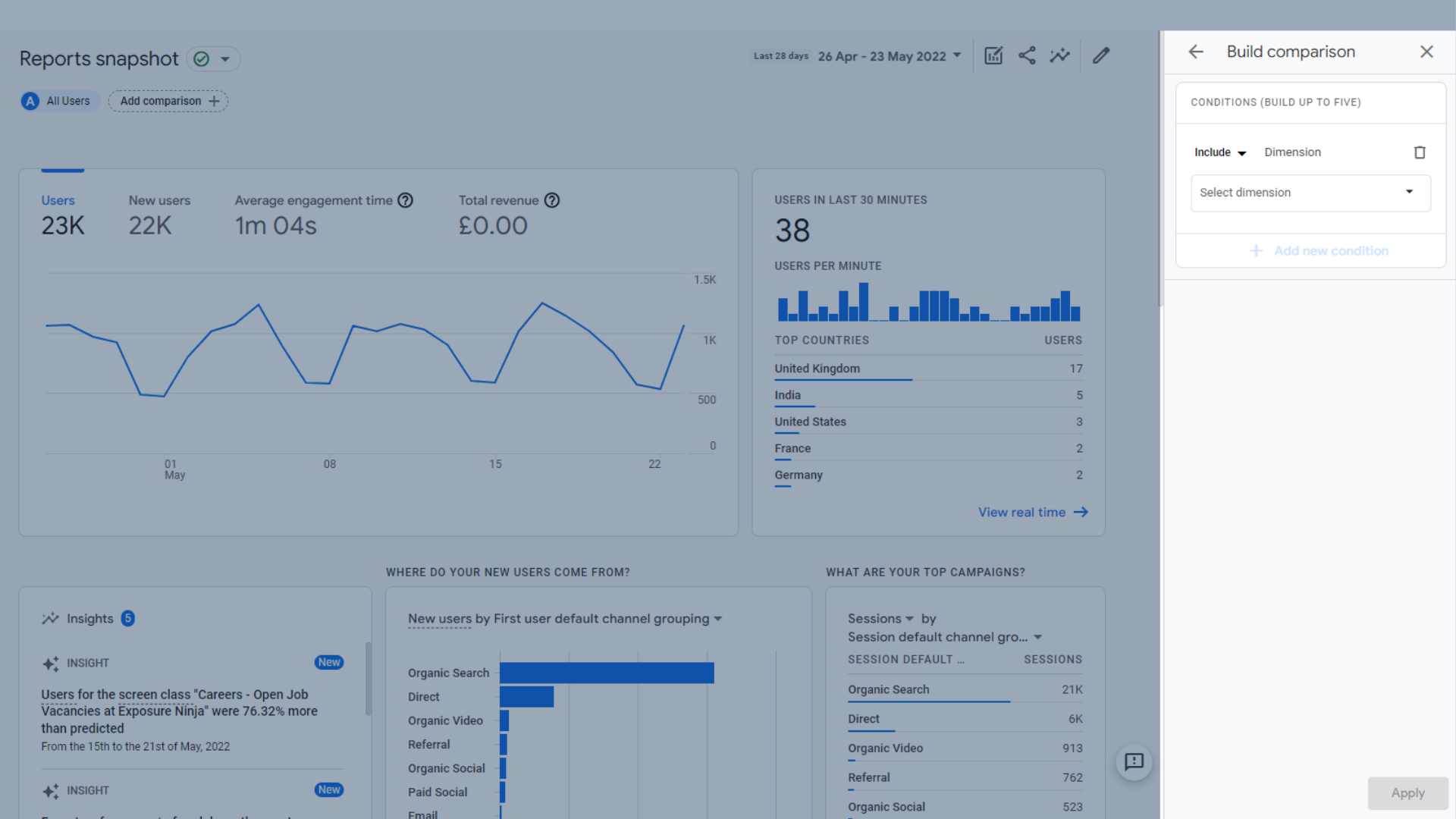 The build comparison window