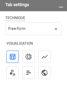 Visualisation options in free form exploration