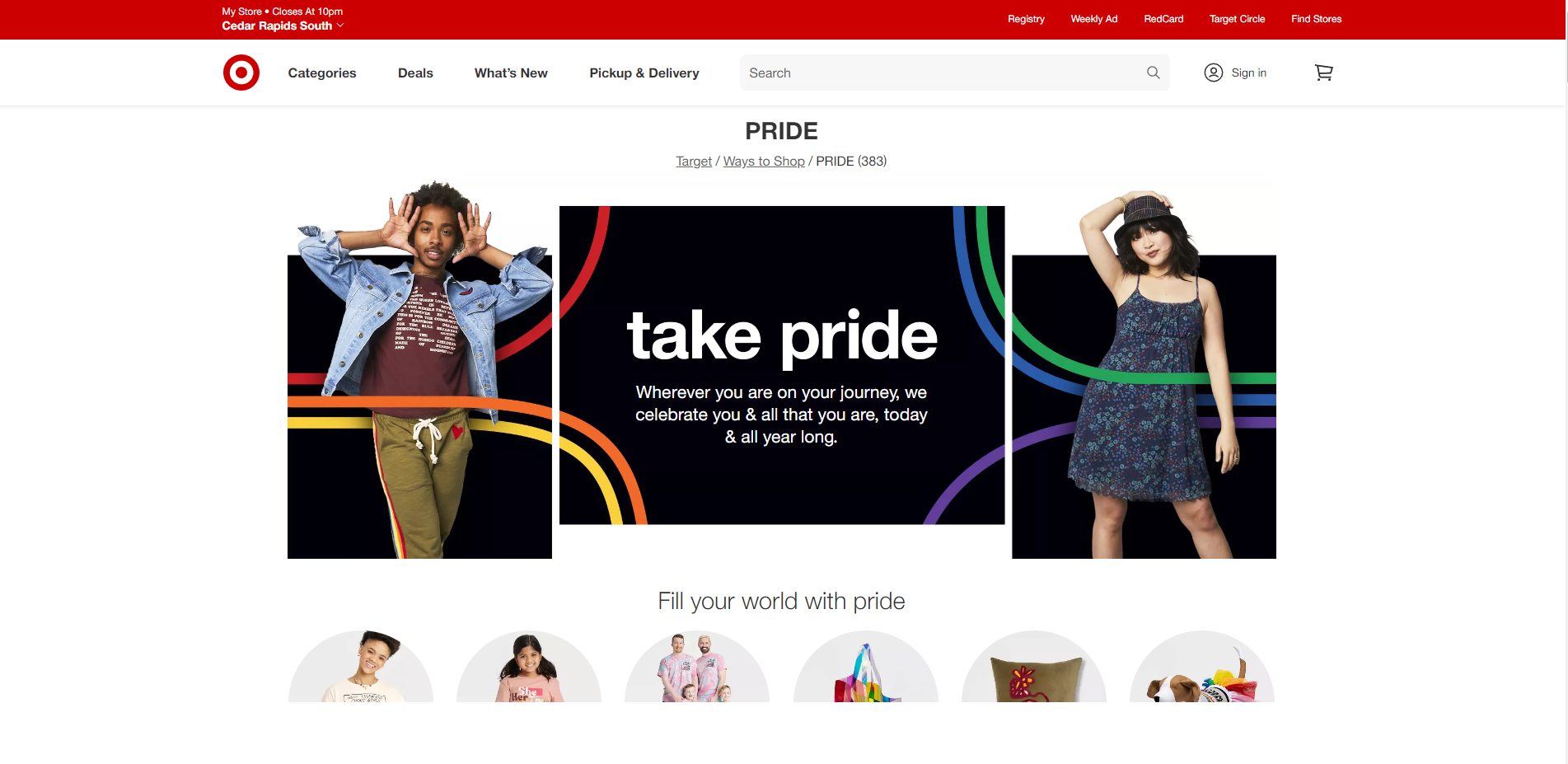 target pride month landing page
