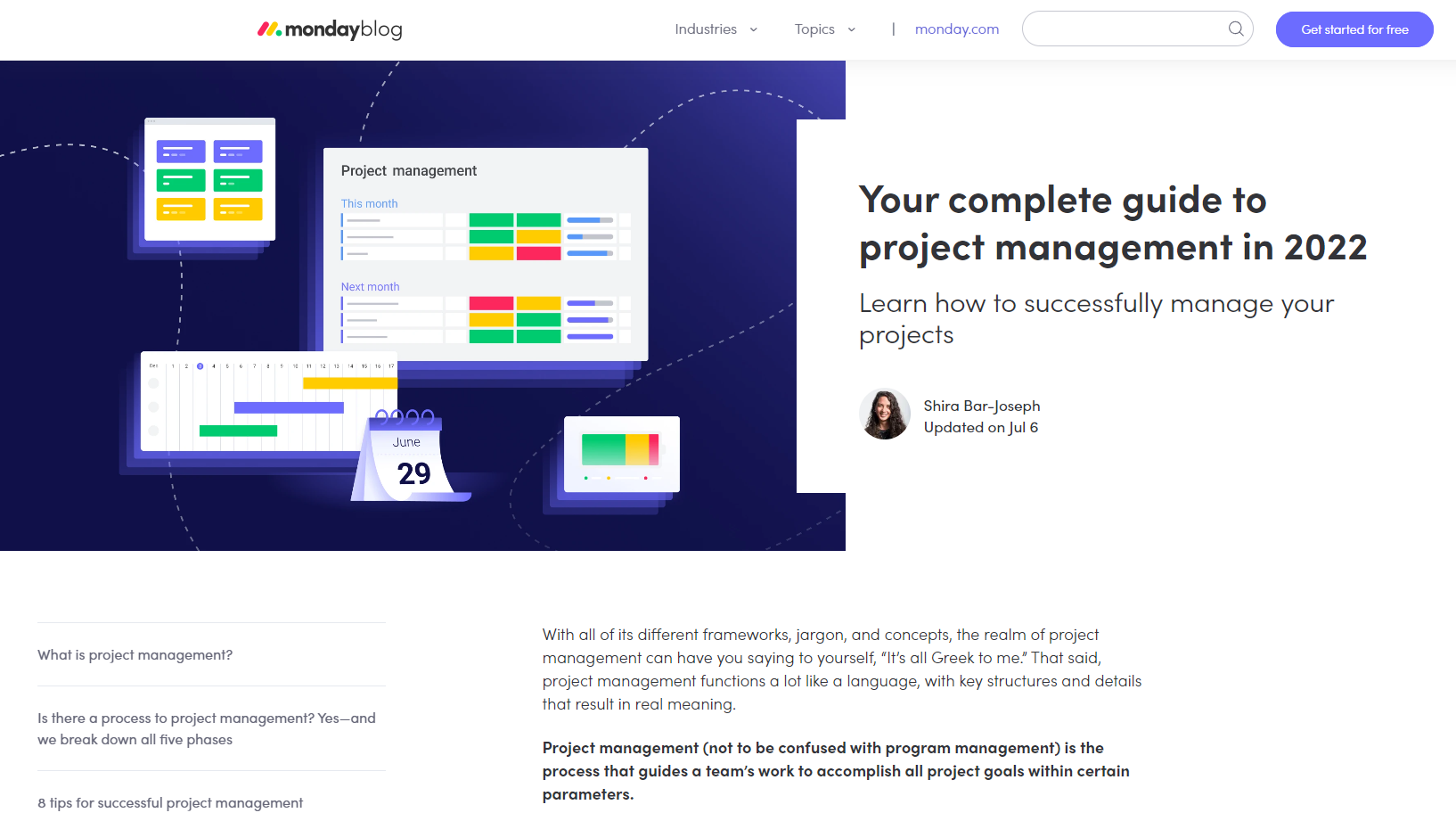 Screenshot of Monday's project management guide