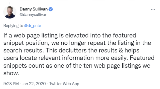 A tweet by Danny Sullivan