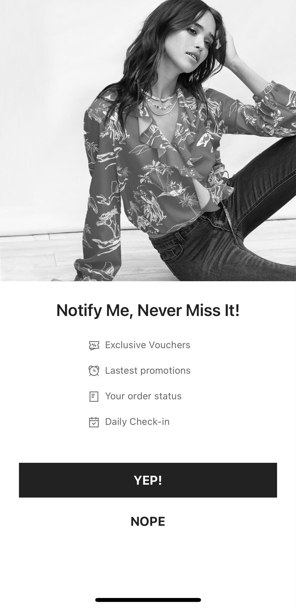 Screenshot of a popup in the SHEIN app