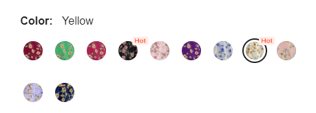 Screenshot of different product colours on the SHEIN website