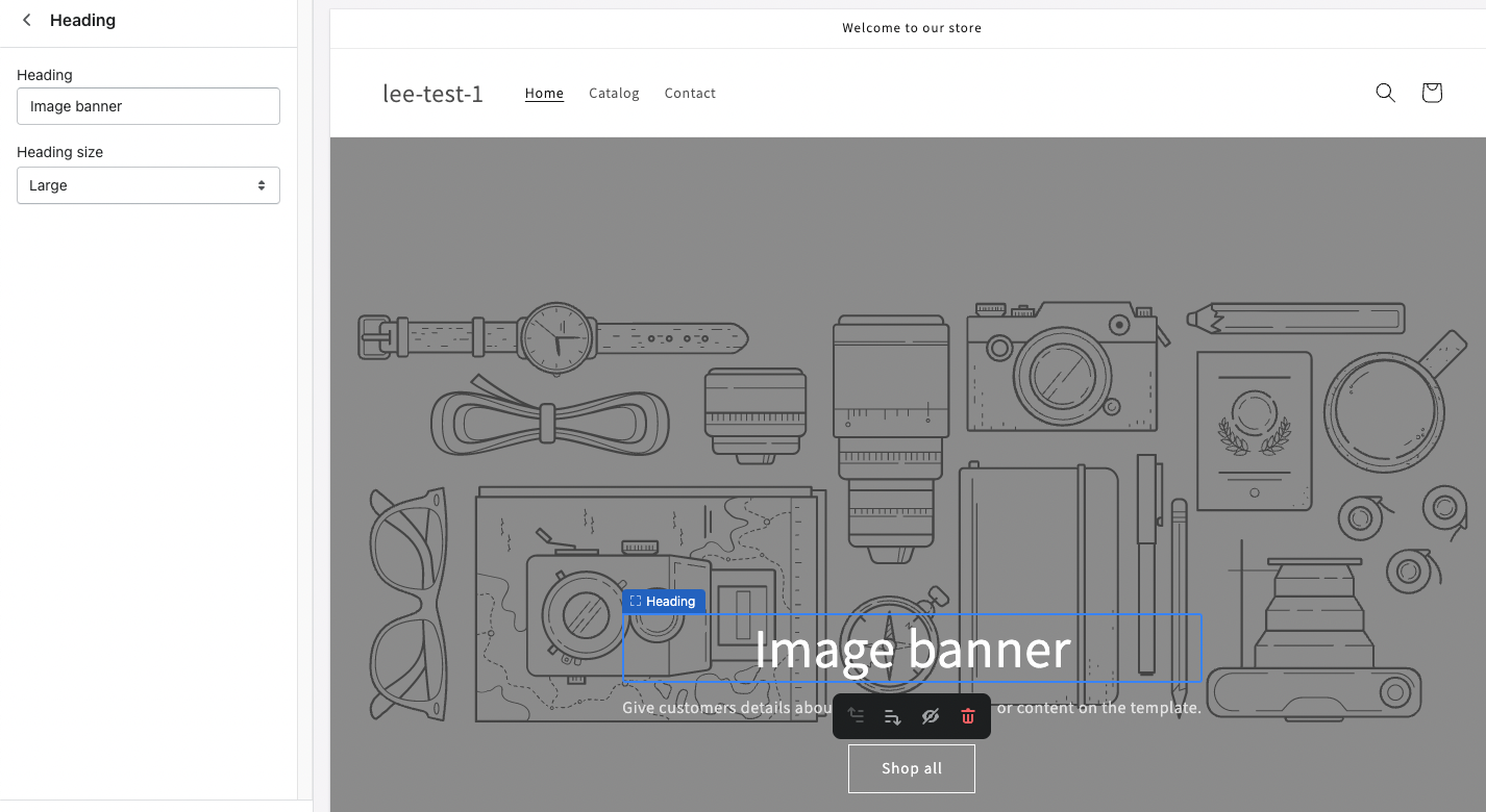 Screenshot of the H1 section in Shopify