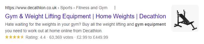 Screenshot of a rich search result