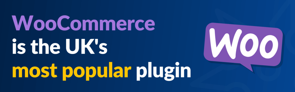 Graphic with the text, "WooCommerce is the UK's most popular plugin".