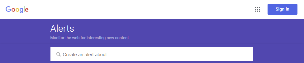 Screenshot of Google Alerts
