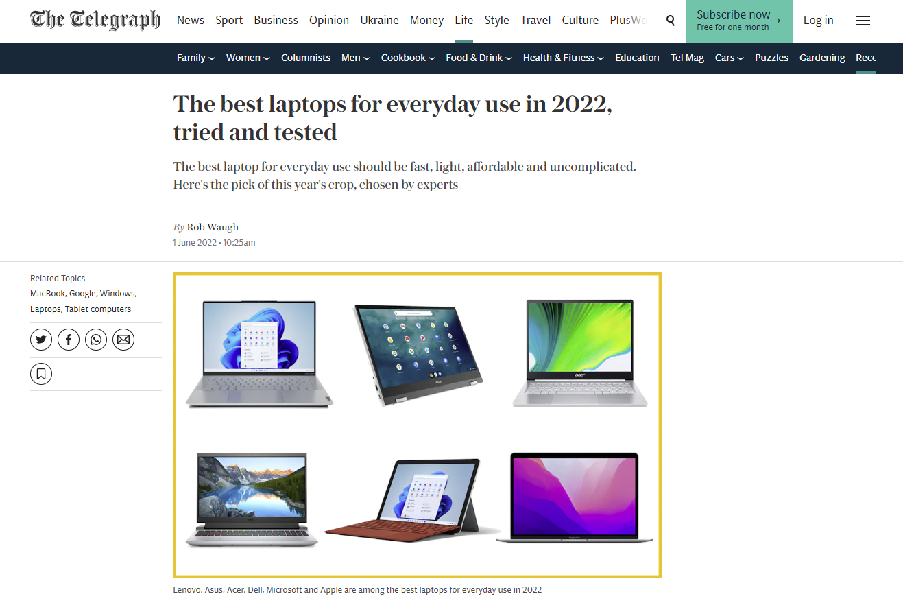 Screenshot of a top 10 list from The Telegraph