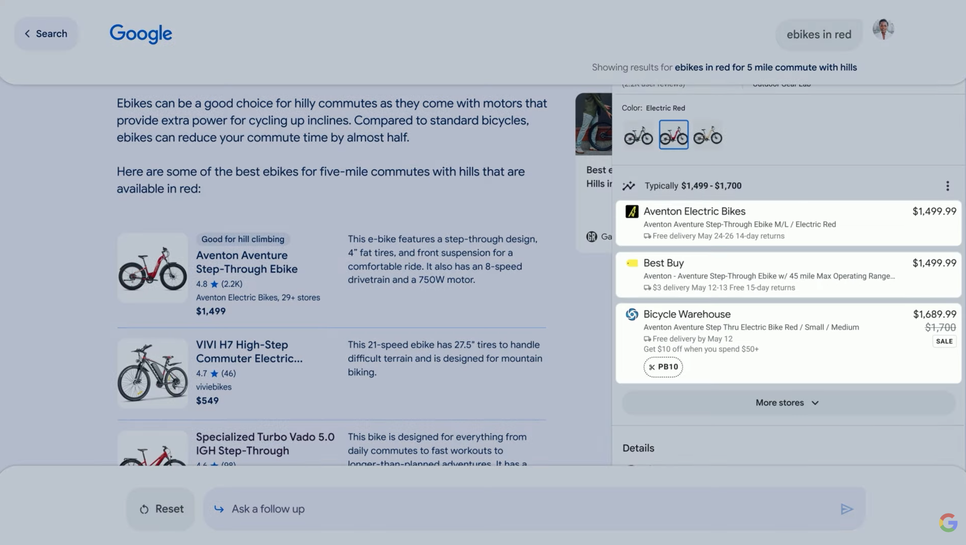 Screenshot highlighting the retailers that appear in AI search