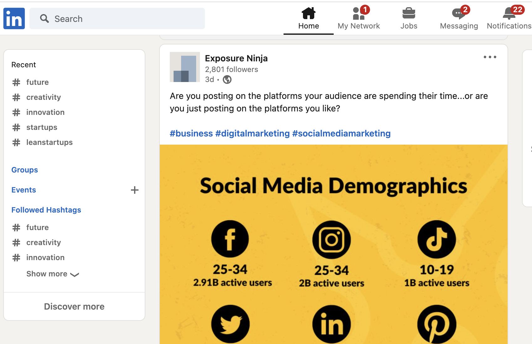 Screenshot of LinkedIn