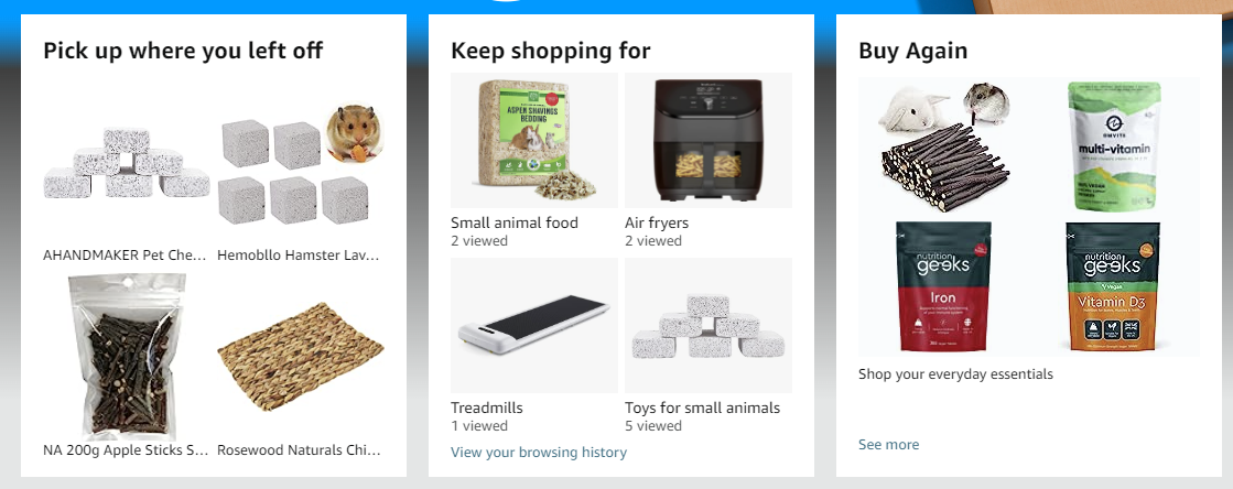 Screenshot of the Amazon homepage