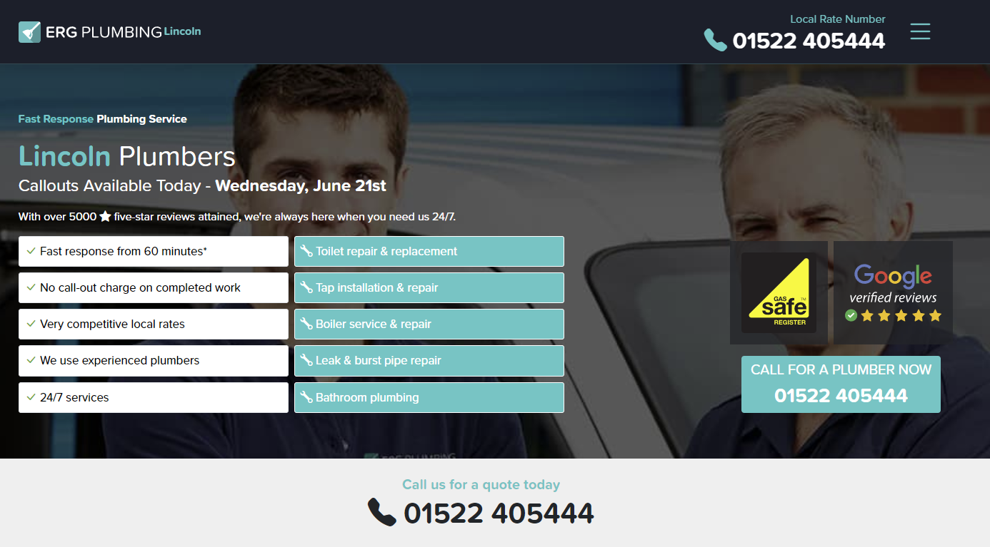 Screenshot of a website with local personalisation