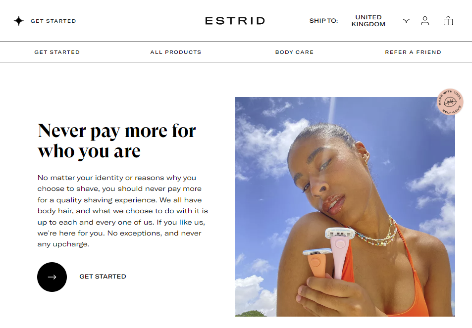 Screenshot of the Estrid homepage