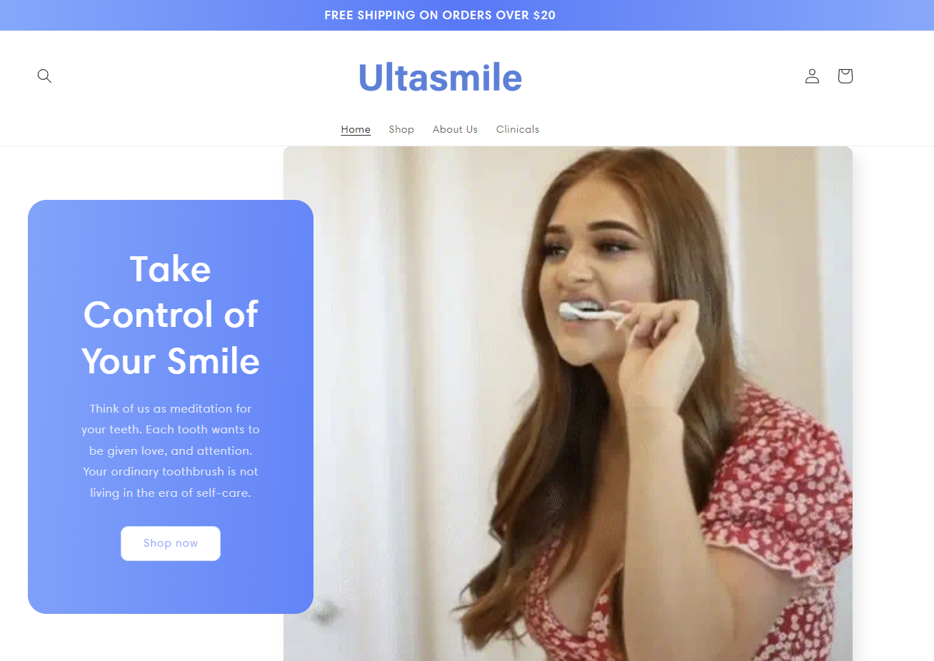 Screenshot of the Ultasmile website
