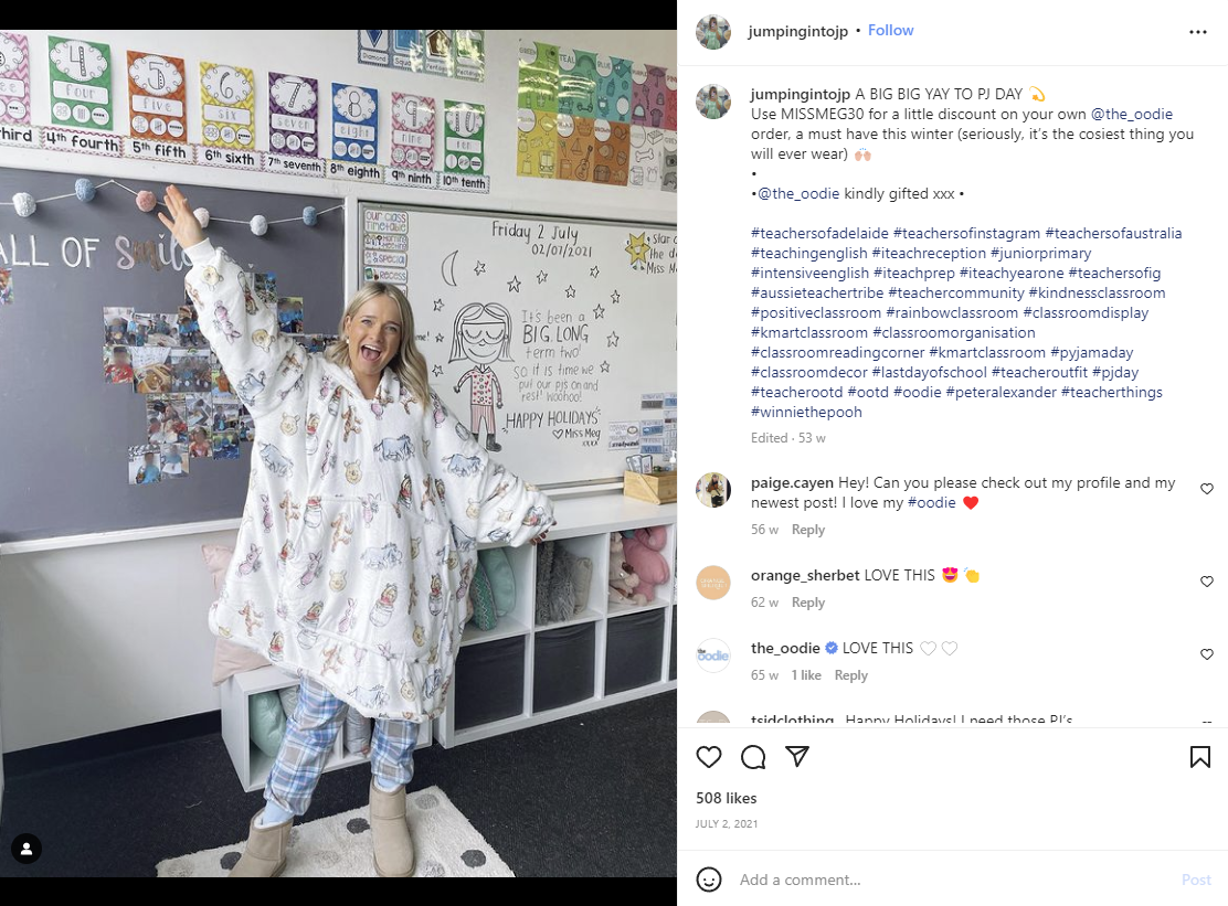 Screenshot of an influencer marketing campaign on Instagram