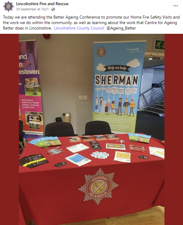 A photo of the Lincolnshire Fire and Rescue stall at the Better Ageing Conference