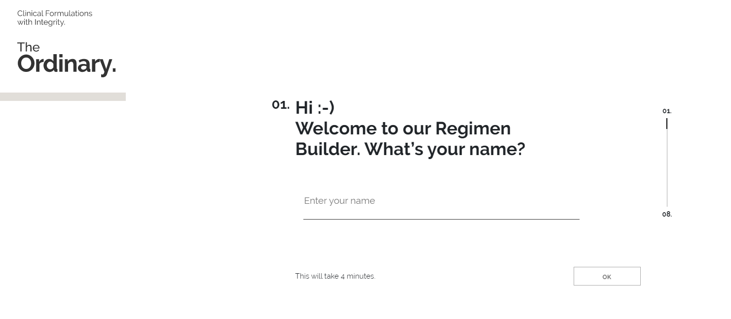 Screenshot of The Ordinary's regimen builder
