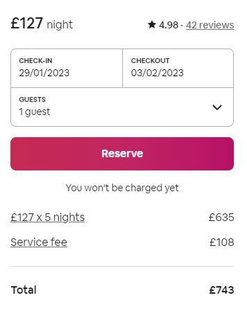 Screenshot of a CTA on Airbnb