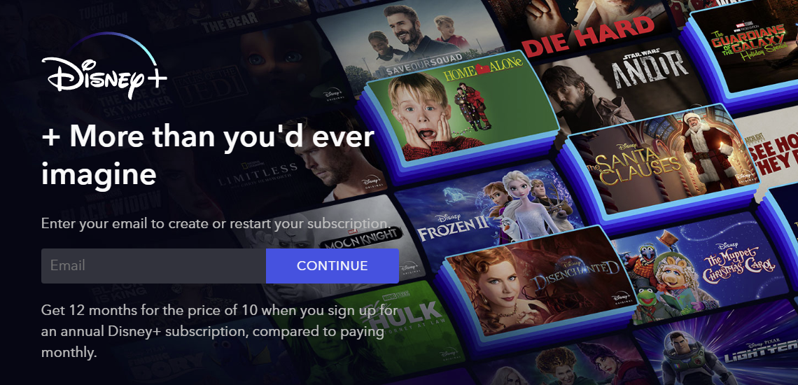 Screenshot of the Disney+ CTA